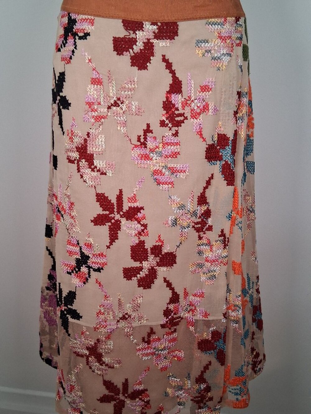 Archival Runway Dries Van Noten Cross-stitch Mesh Skirt size EU 40 - US 8